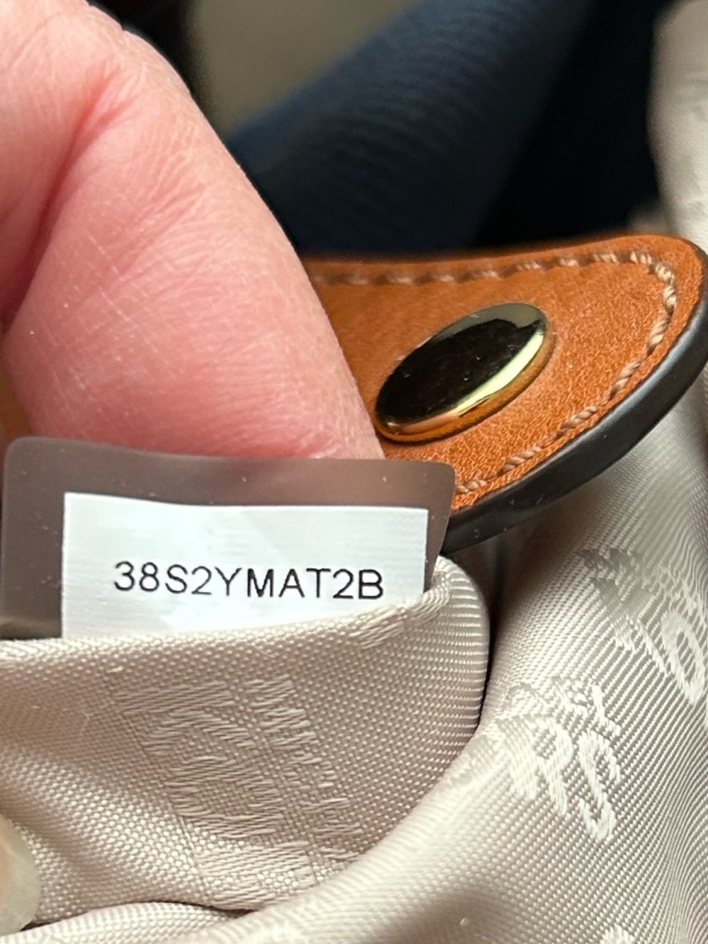 Michael Kors Marina Navy Blue Canvas Tote Bag - Picture 13 of 14
